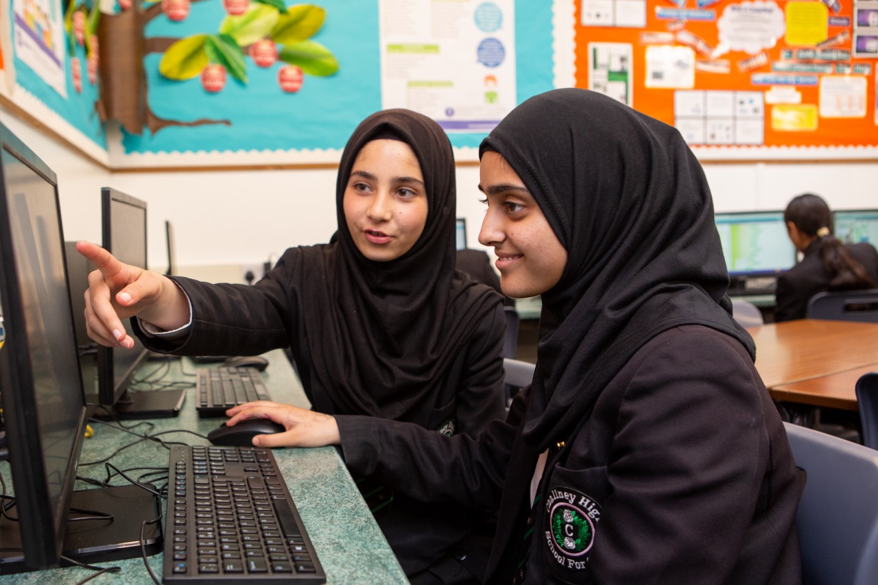 Challney Girls at a computer