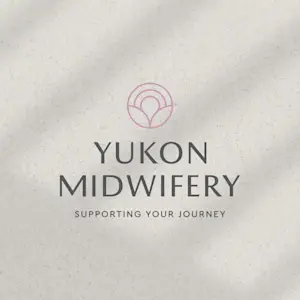Yukon Midwifery logo designed by MBDC, featuring stylized text and gentle, supportive imagery.