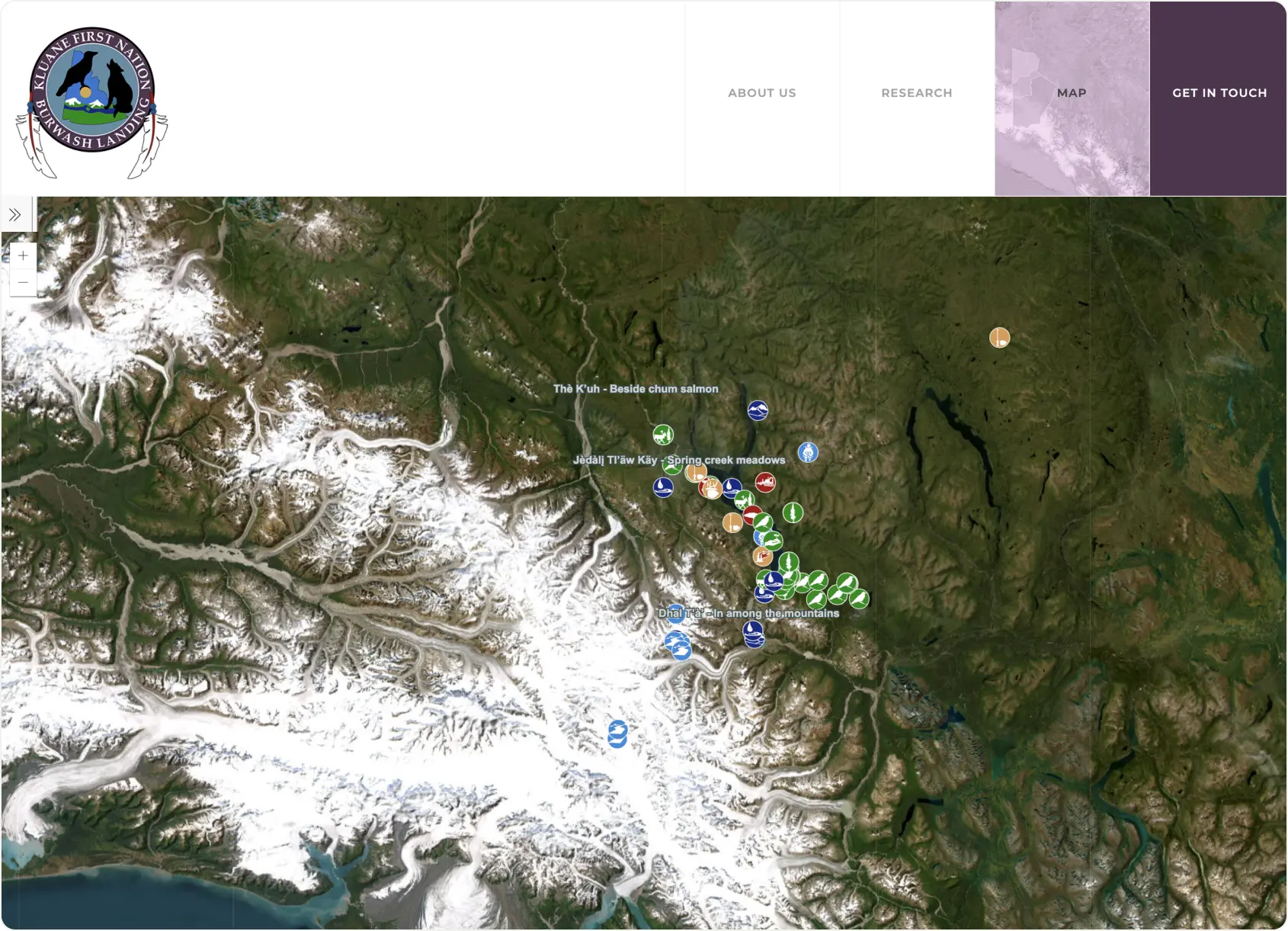 Sample screenshot of Kluane First Nation's research website home page about section.