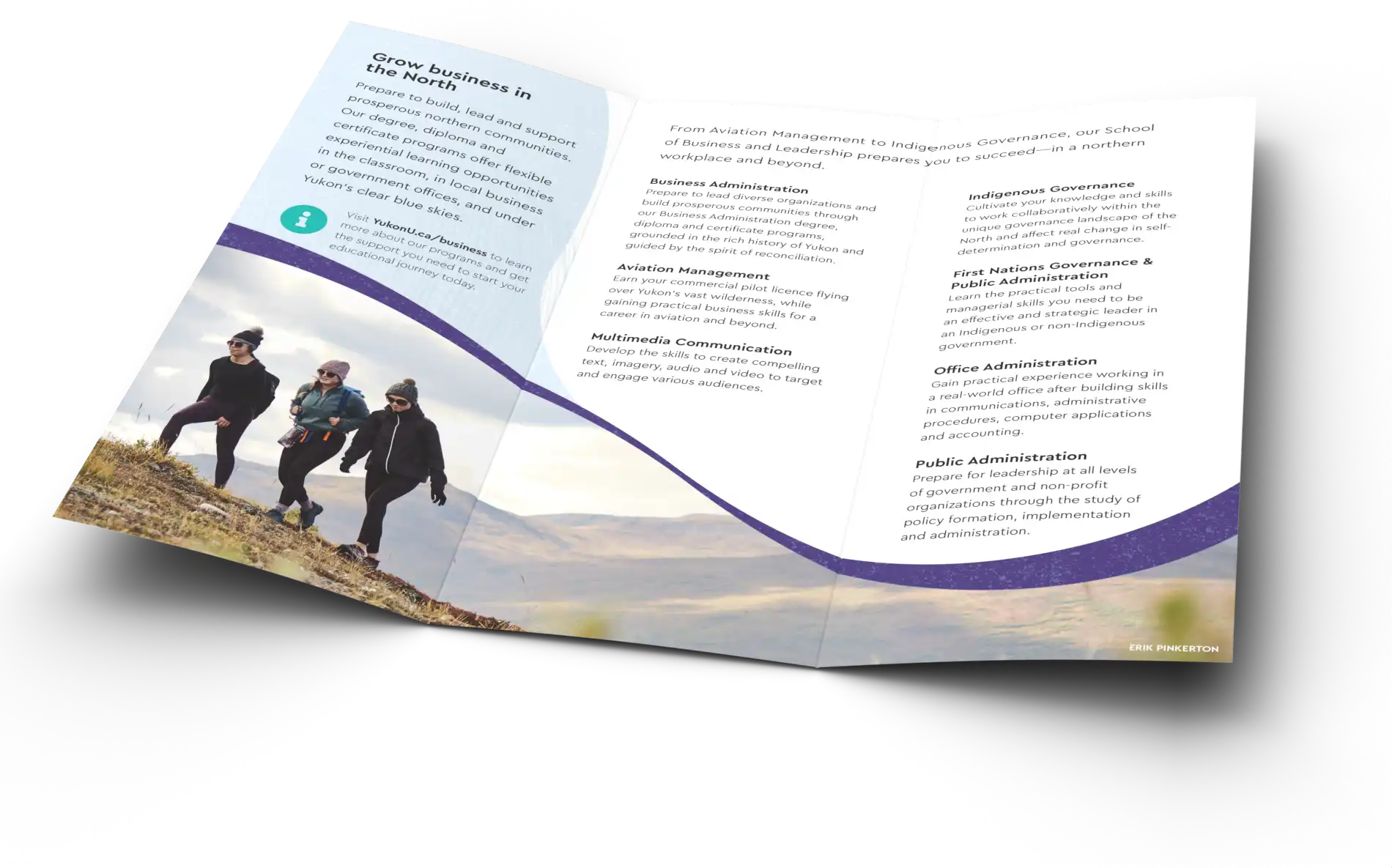 Sample inside spread for Yukon U's brochure.