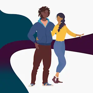 YG HSS flu campaign illustration with a man and women.