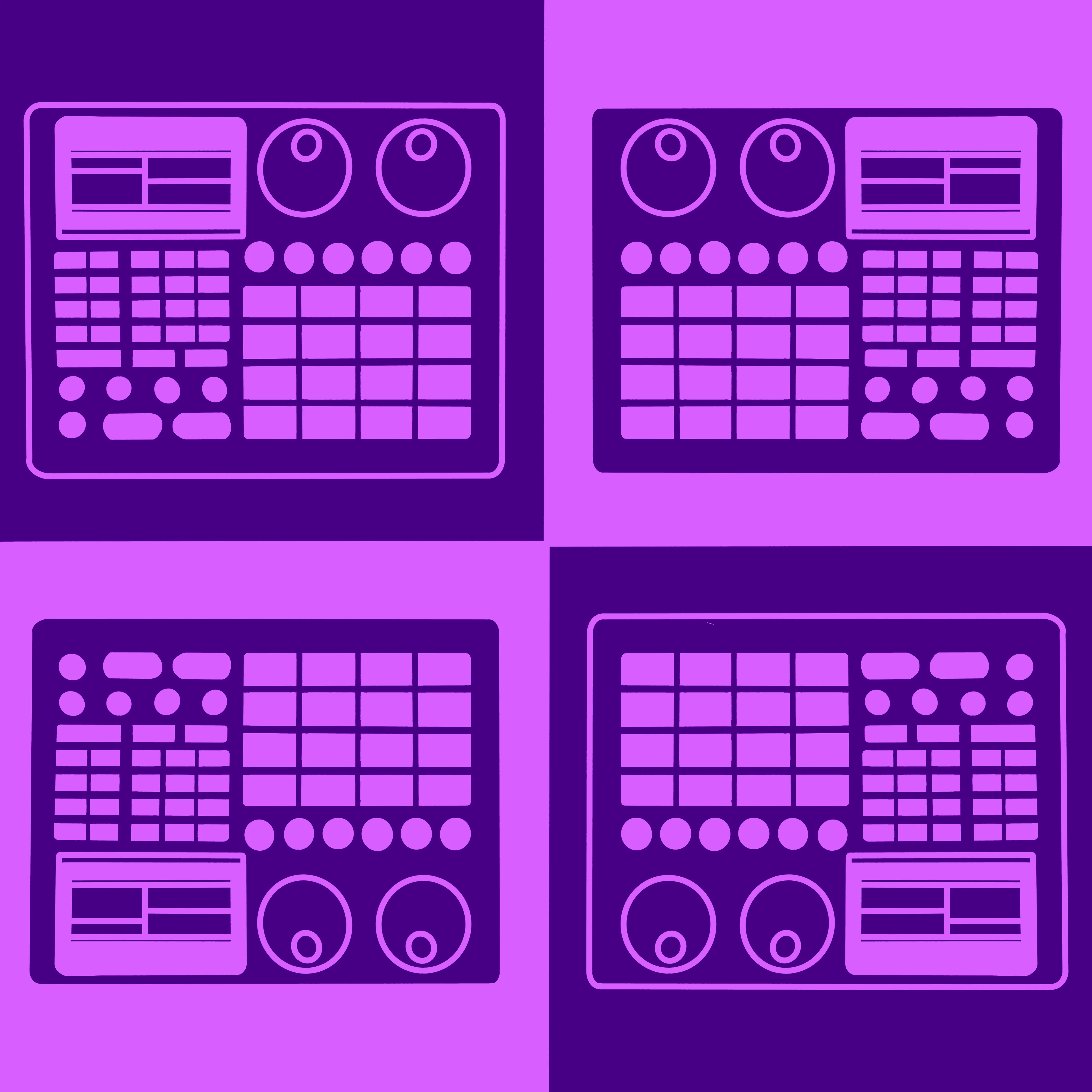 Drum Machines artwork (monochrome, compressed)