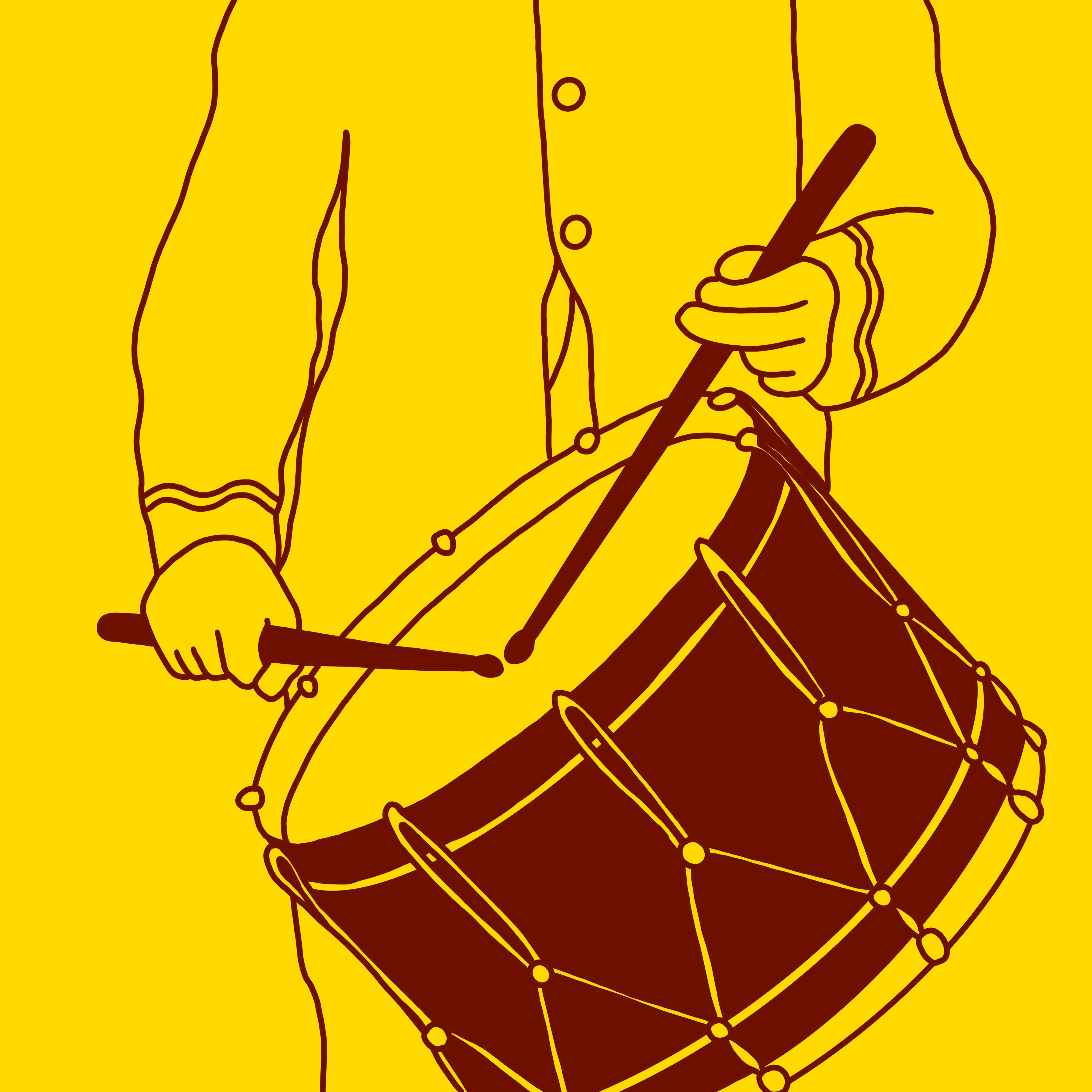 Drumline artwork (monochrome, compressed)