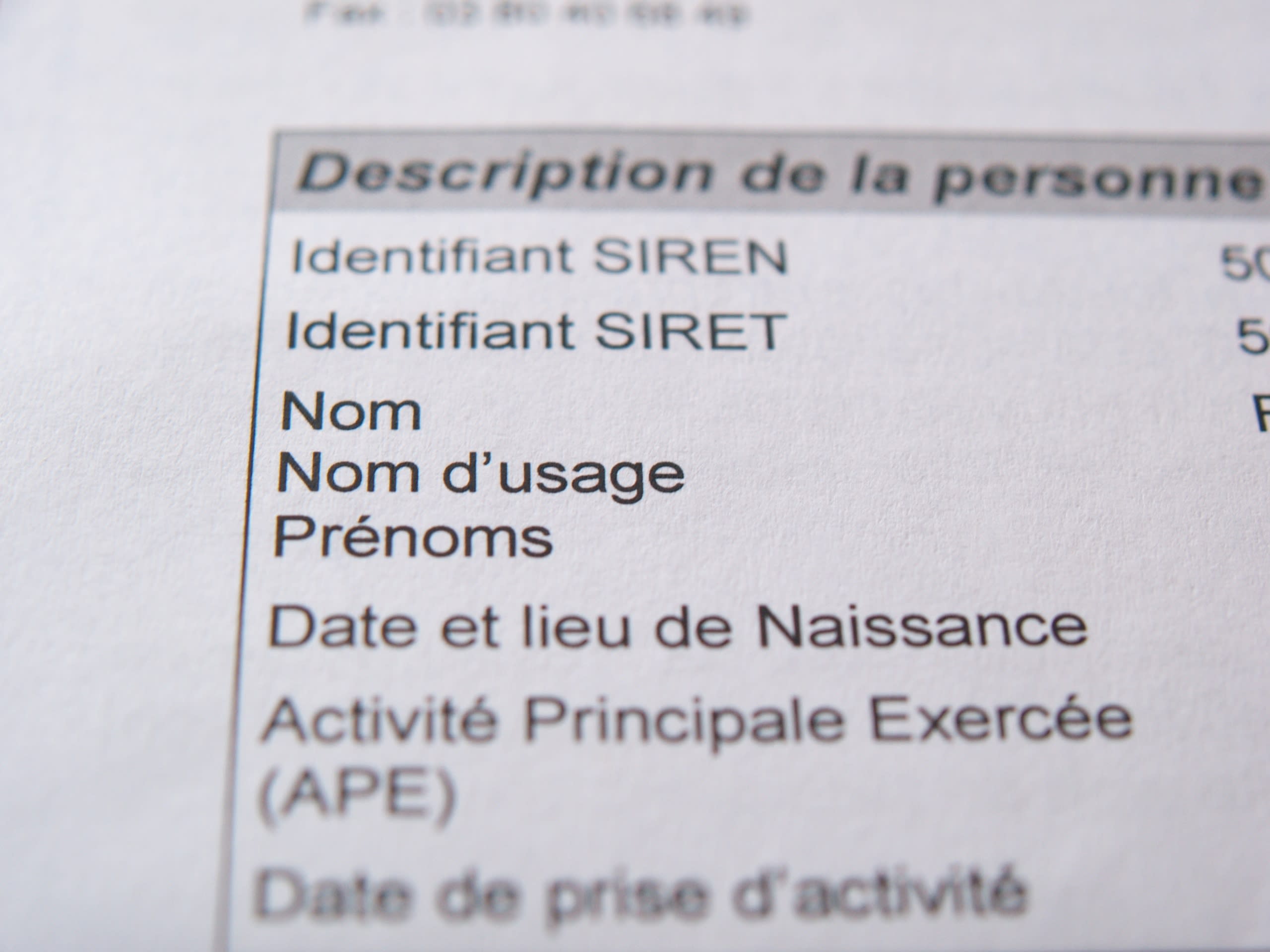 Recevoir le numéro SIRET