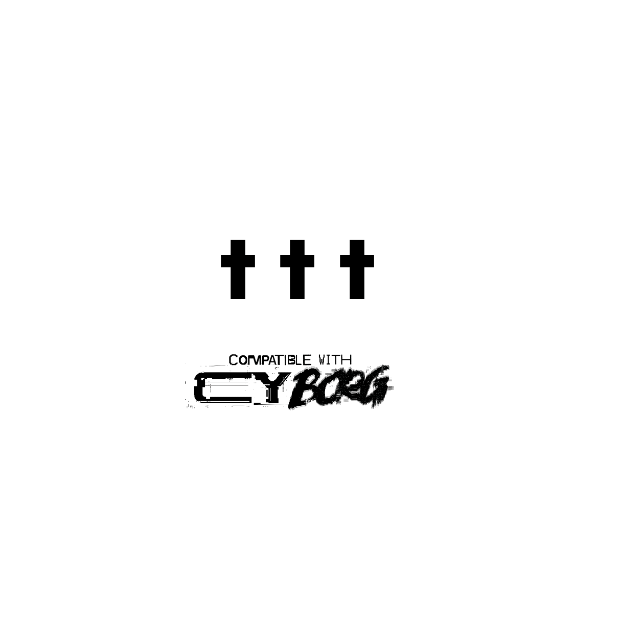 Glitchy animated image of 3 crosses gliching out