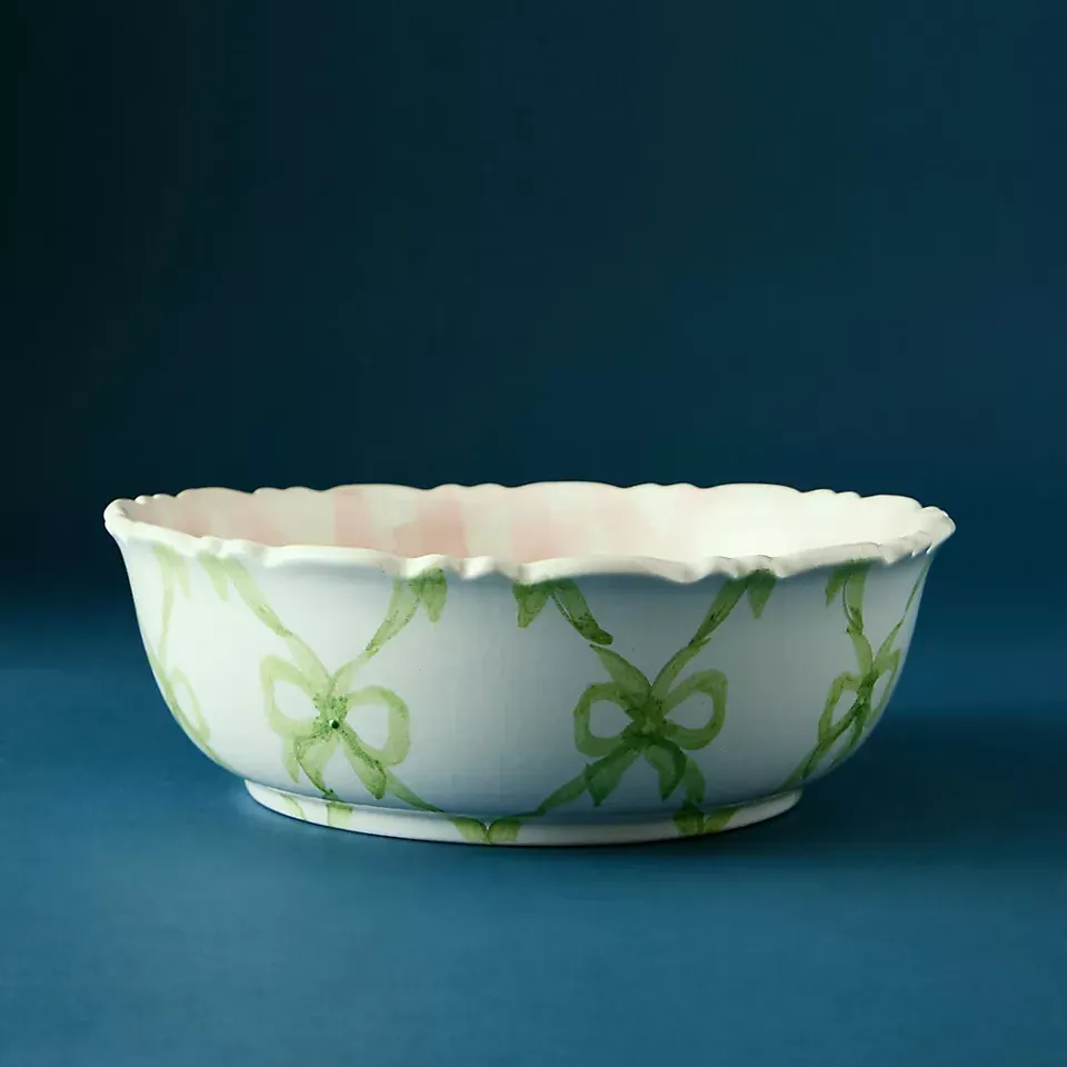 Damson Madder Frilly Hand-Painted Salad Bowl