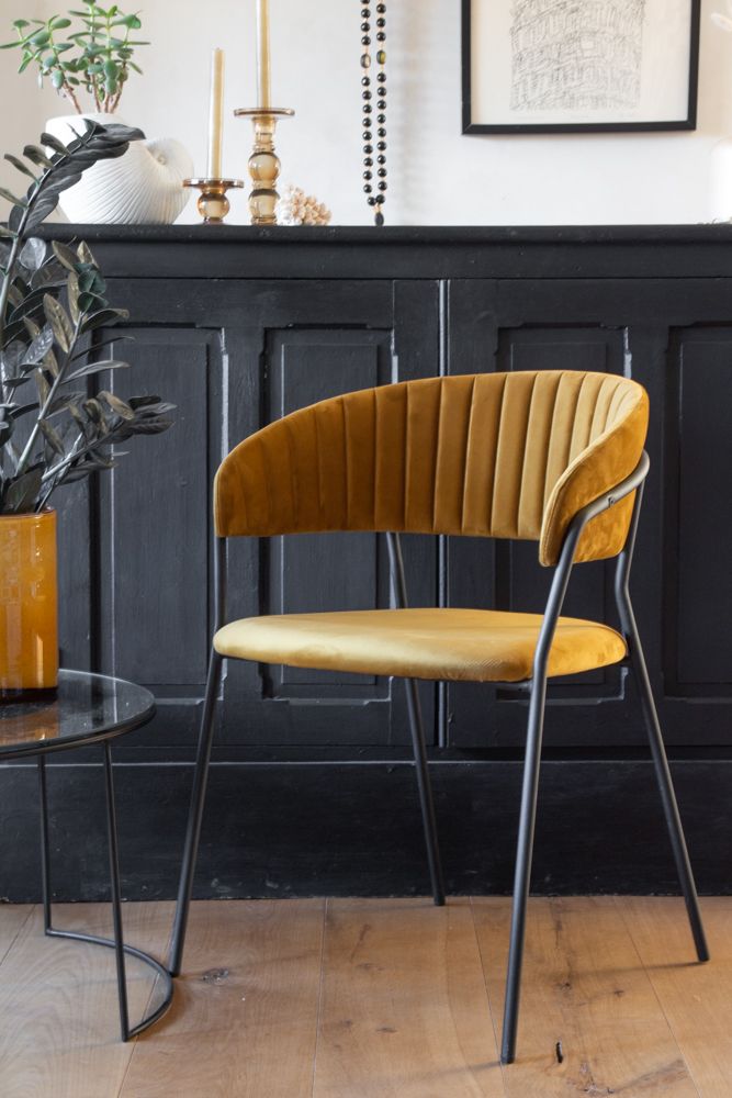 Ochre velvet outlet dining chairs