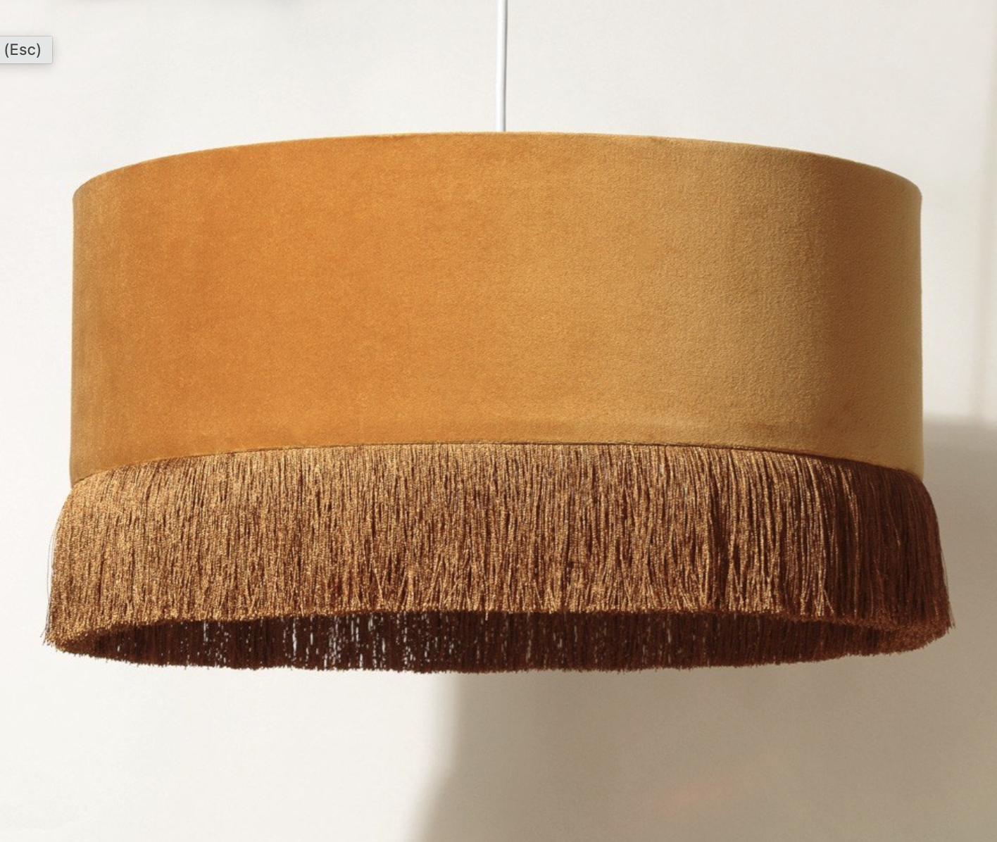 Ero Yellow Velvet & Tassel Drum Pendant Lampshade