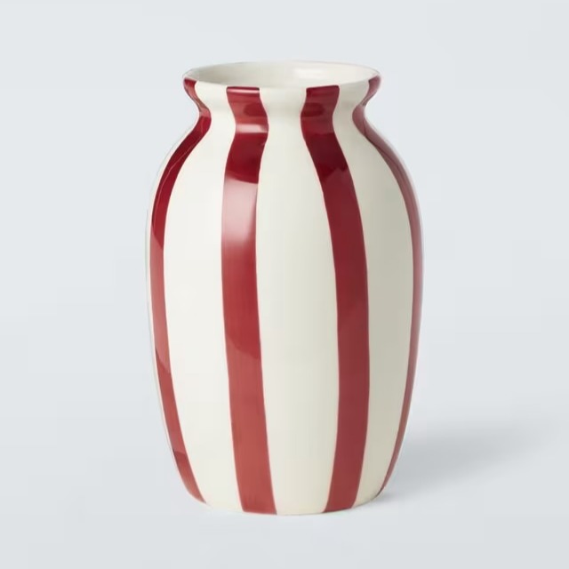 Hand-Painted Striped Stoneware Vase