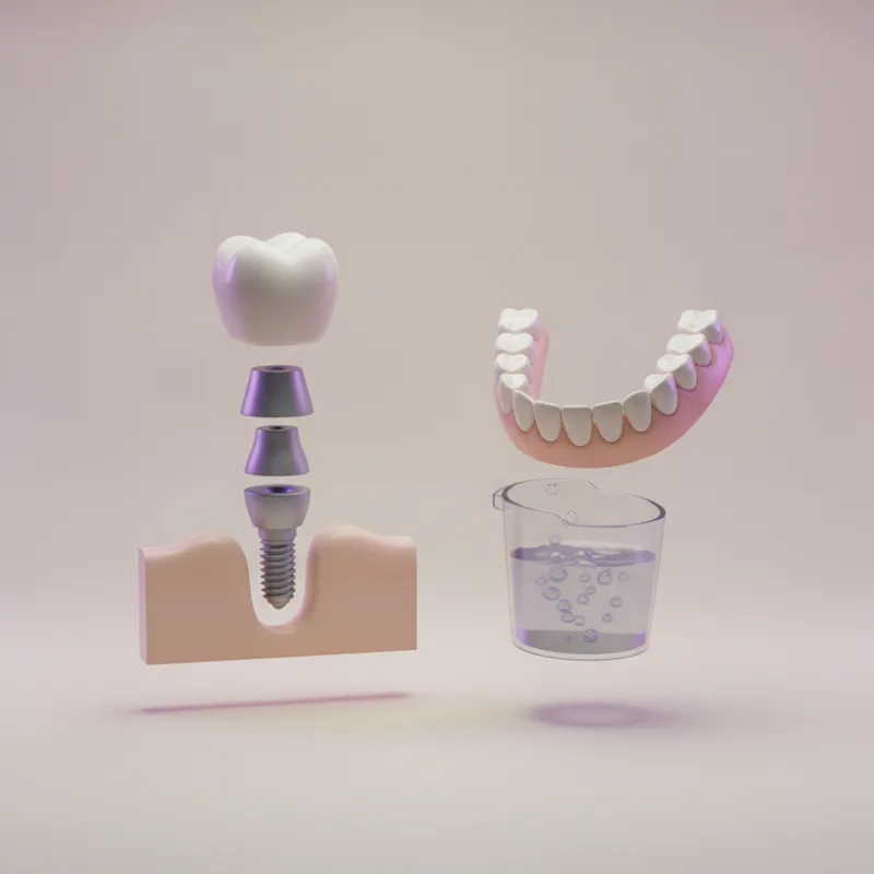 Etapas de manutenção comparadas entre implante fixo e dentadura removível