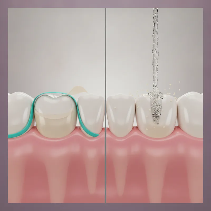 Comparação Anatômica Fio Dental vs Irrigador Oral