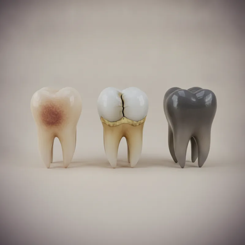 Comparação de causas distintas de escurecimento dentário