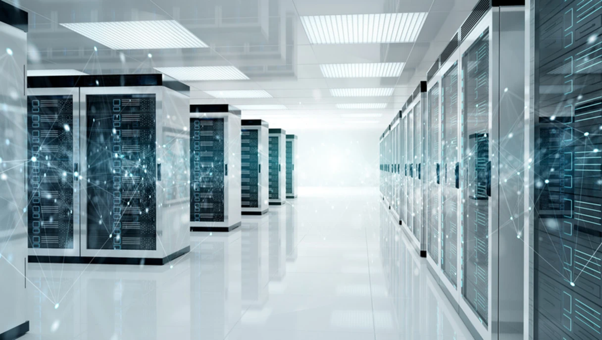 A room with rows of servers