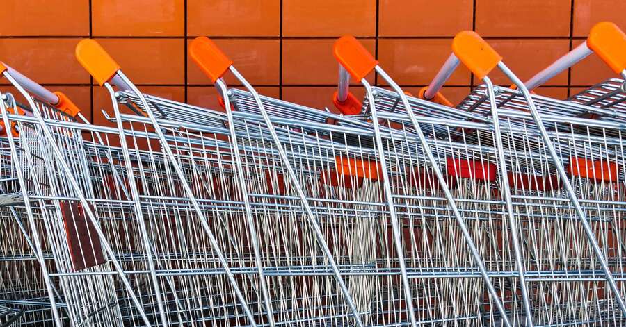 Shopping Carts in Front of a Supermarket