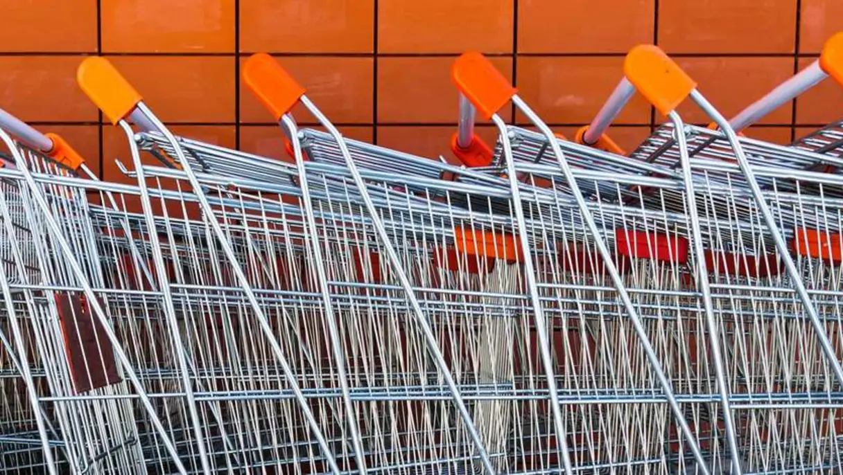 Shopping Carts in Front of a Supermarket