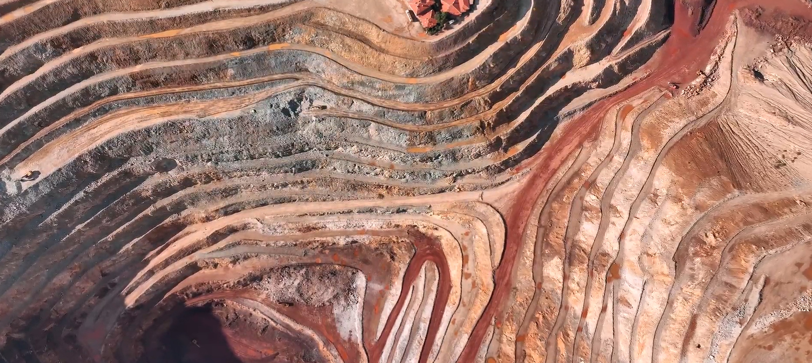 Aerial view of a land with steps made in mud