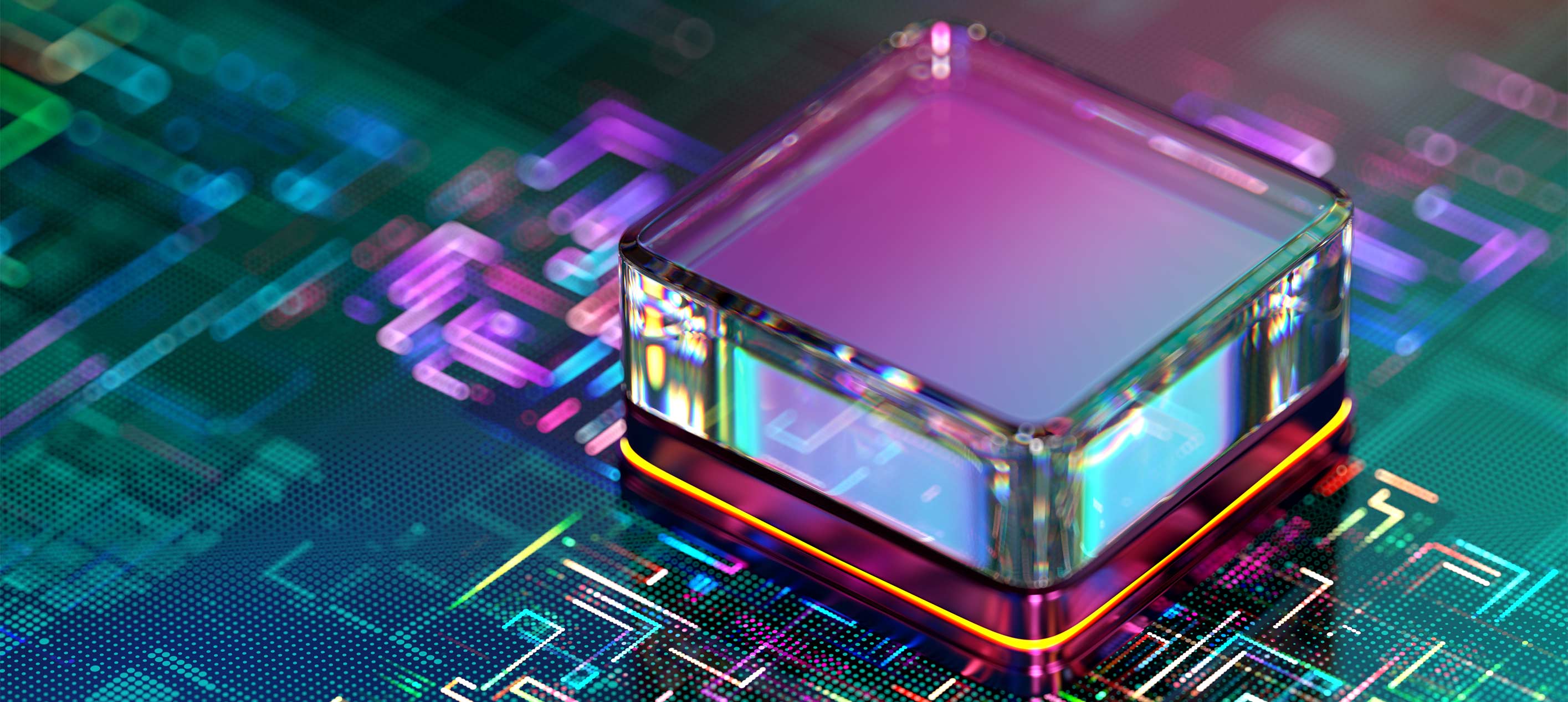 This image depicts a conceptual rendering of a high-performance computer chip, often representing advancements in AI or semiconductor technology.