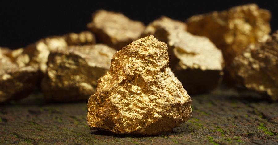 A group of gold nuggets