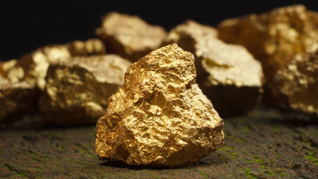 A group of gold nuggets