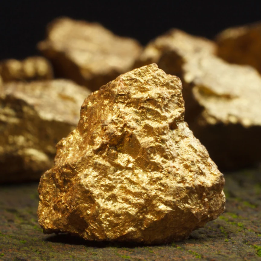 A group of gold nuggets