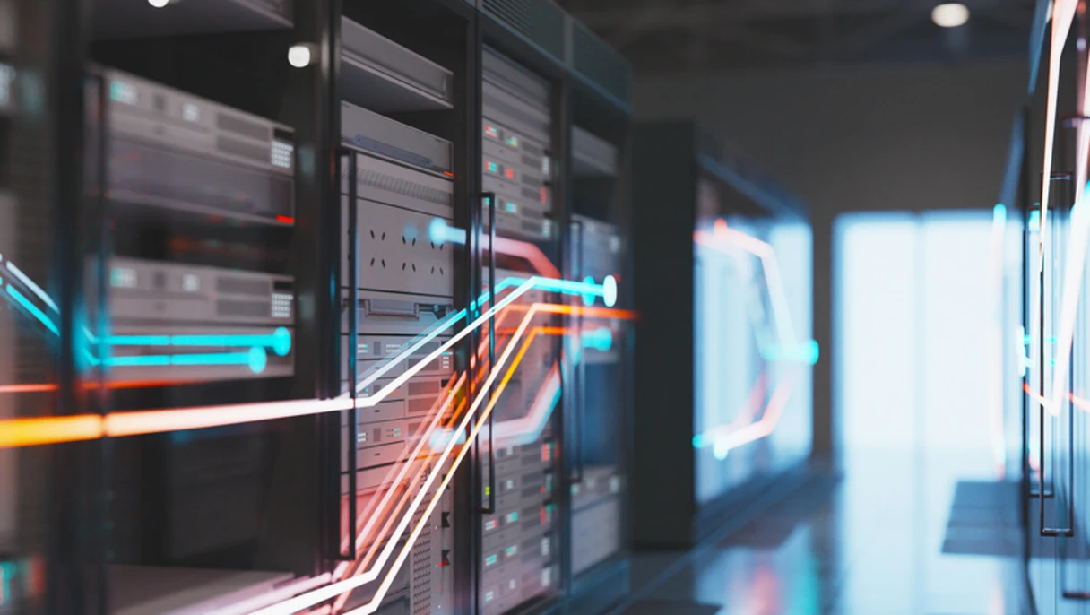 stock photo of a server farm