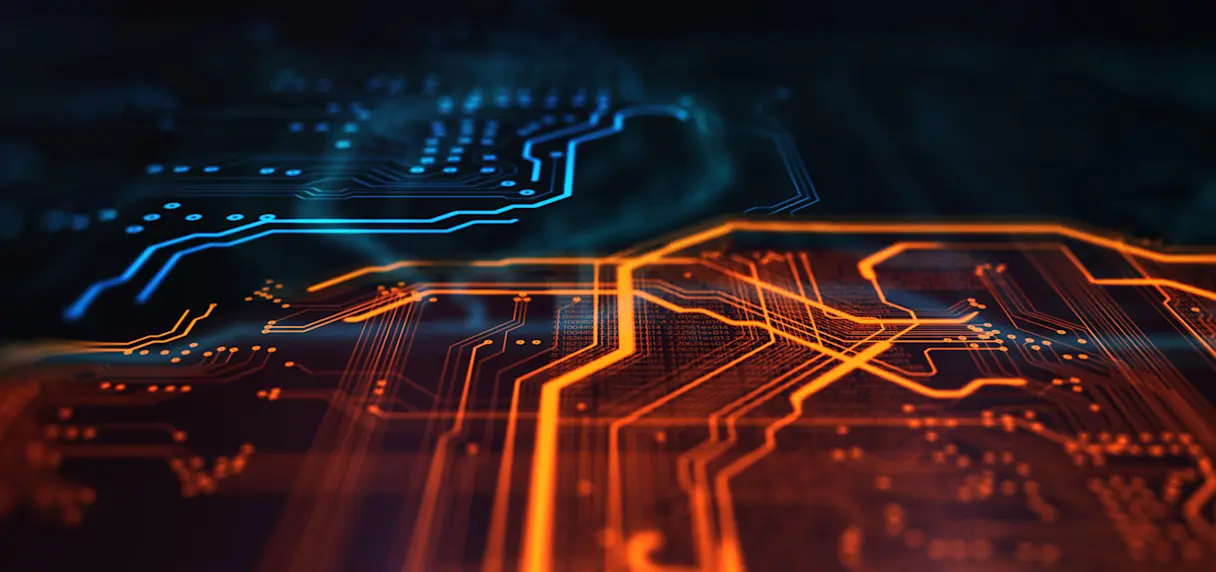 A digital image of circuits