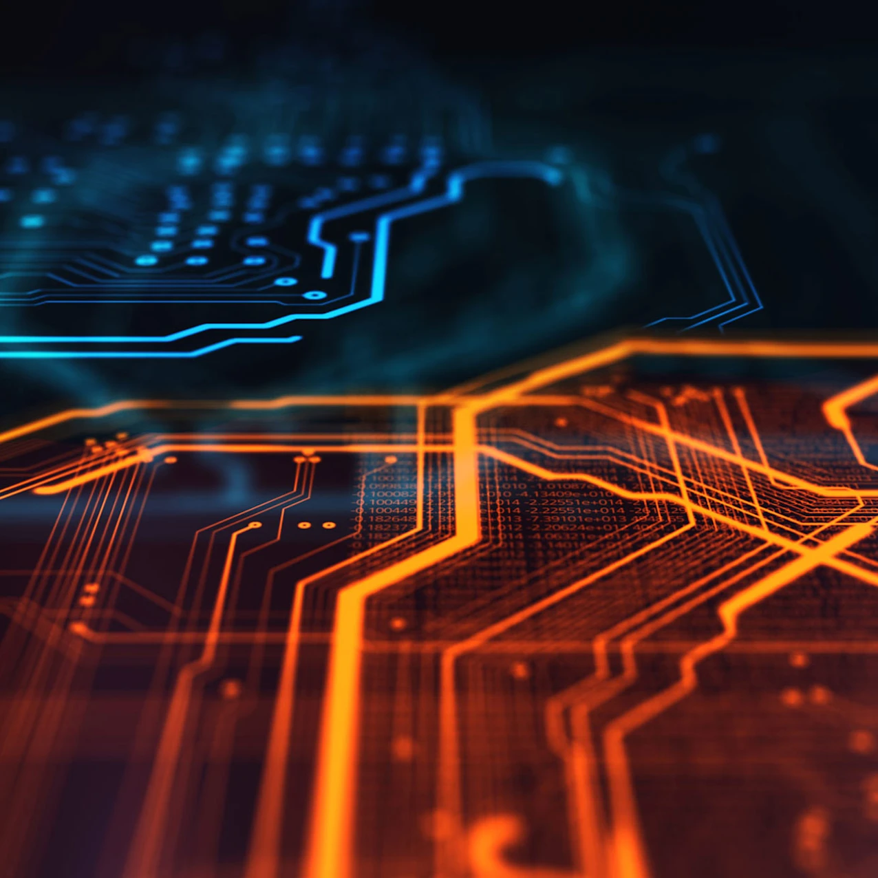 A digital image of circuits