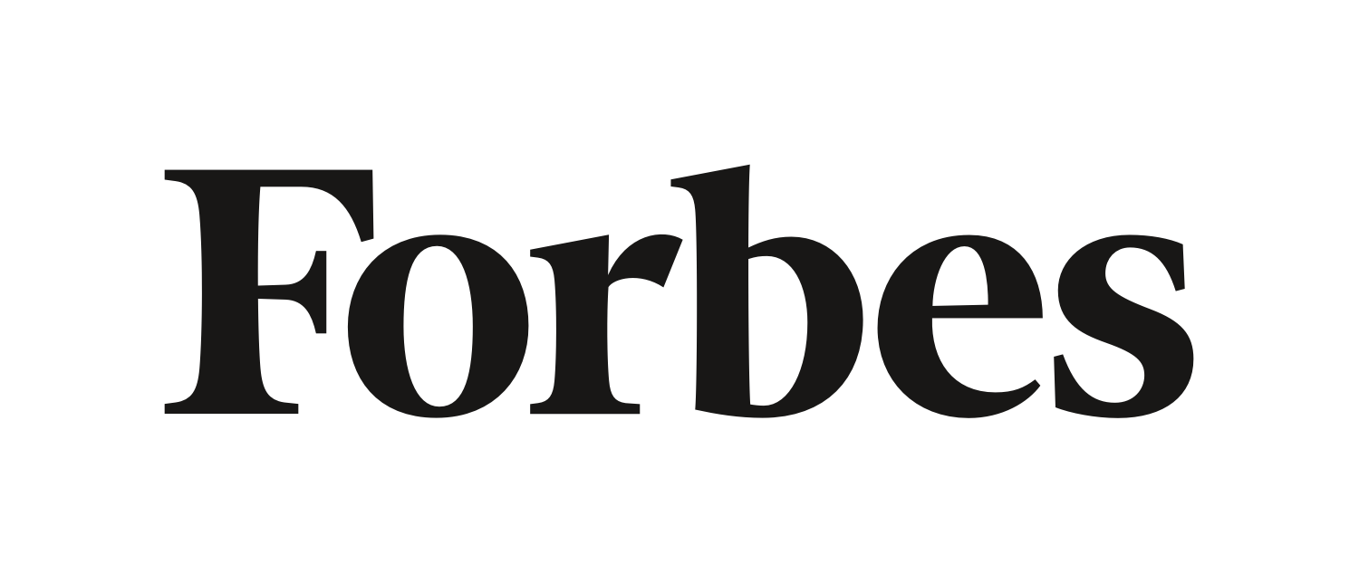 Black 'Forbes' logo on a transparent background, showcasing the name of the global business media company in serif font.