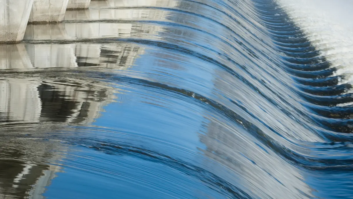 A close-up of a water dam