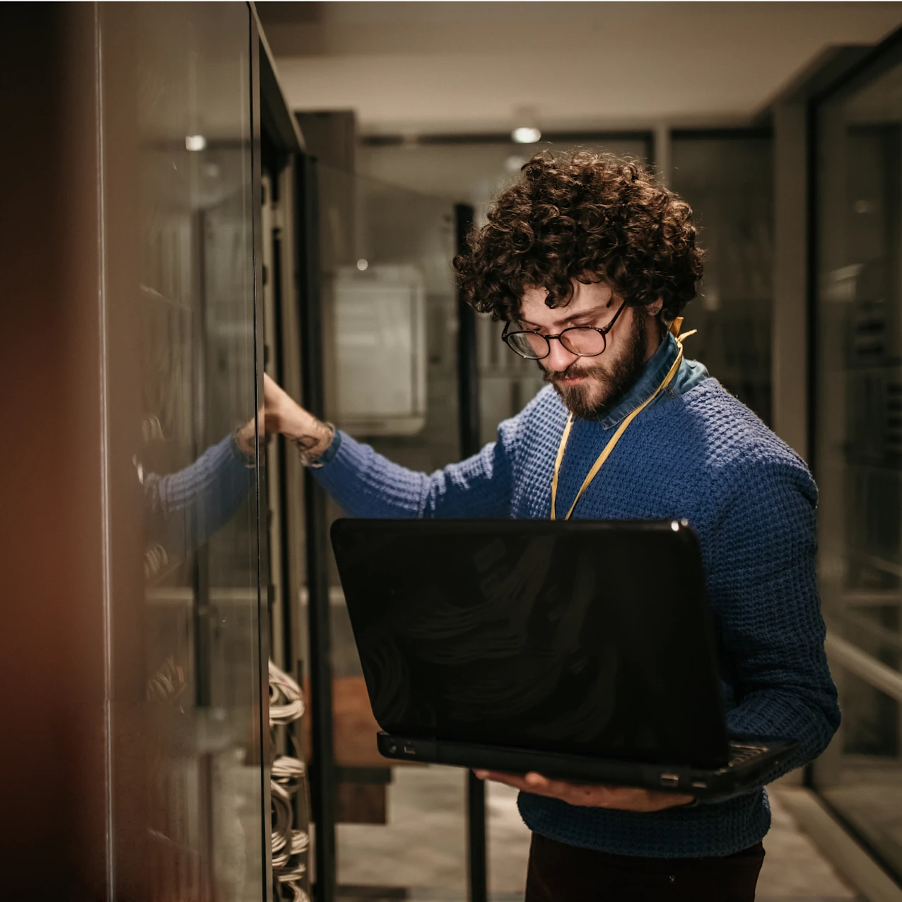Engineer in the server room