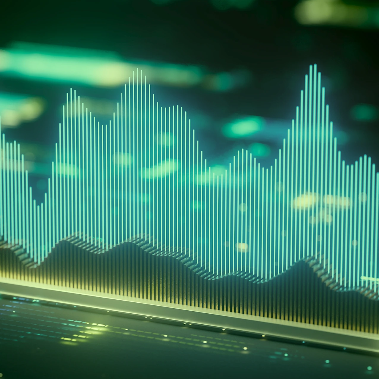 Closeup of a green abstract bar-chart.