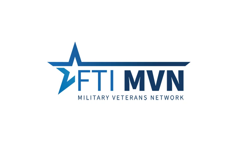 Logo of FTI MVN featuring a blue stylized star and bold text reading Military Veterans Network on a white background.
