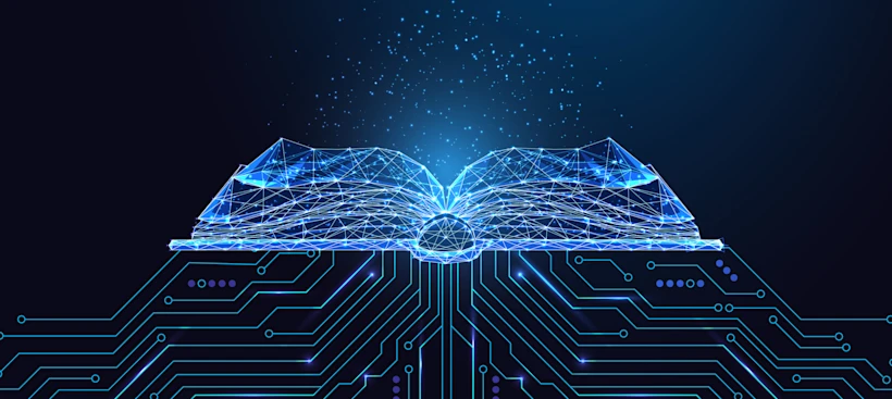 Digital Open Book with Lines Underneath