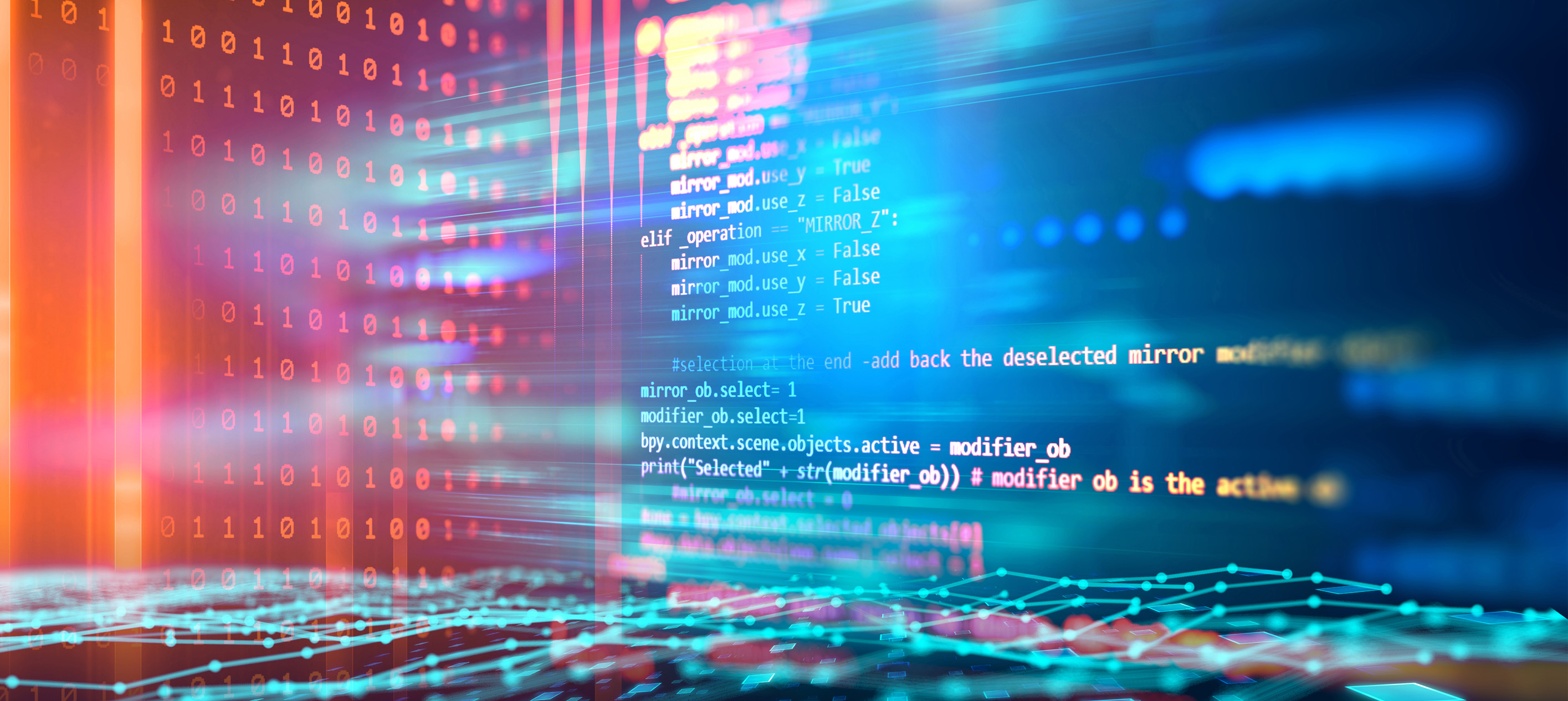 Colorful code and data streams in digital network