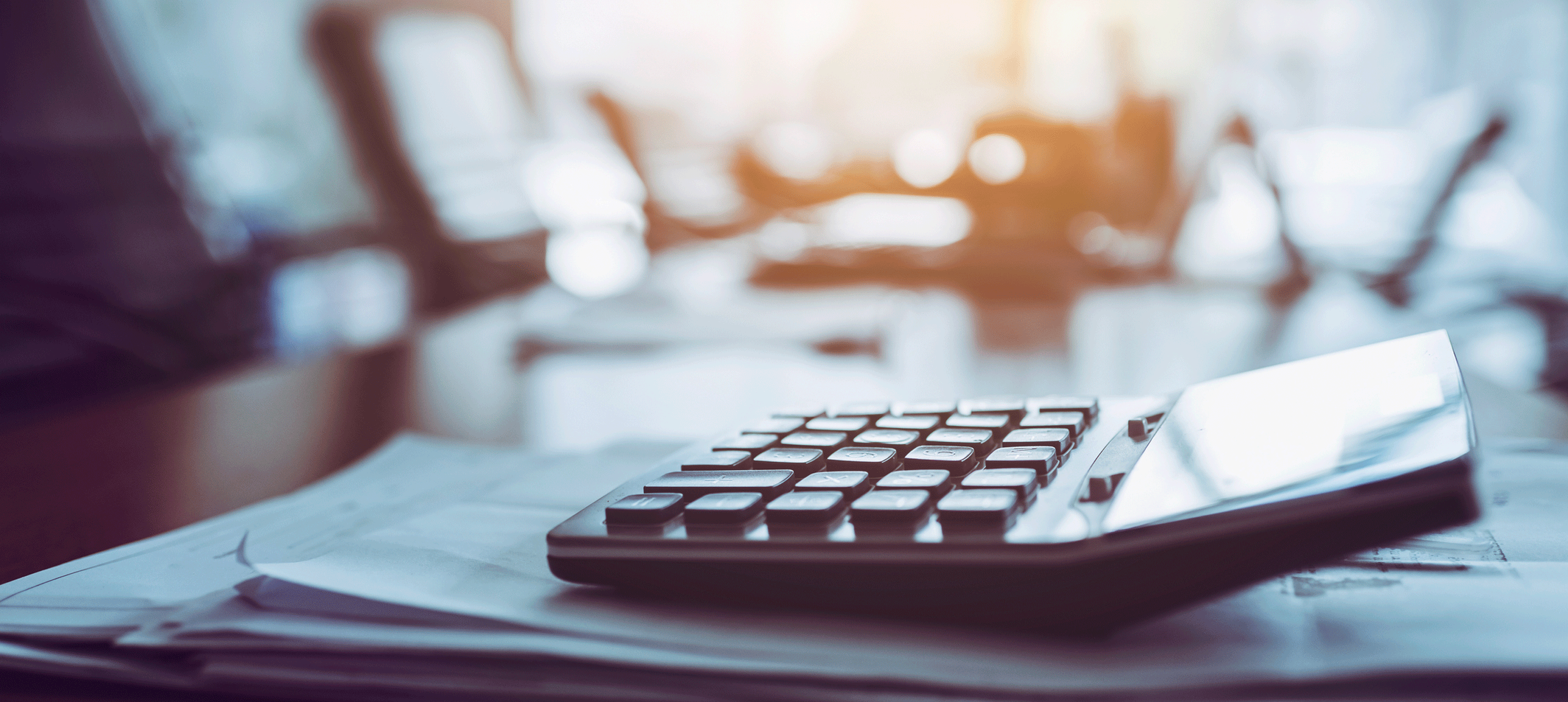 Woman At Desk Using a Calculator