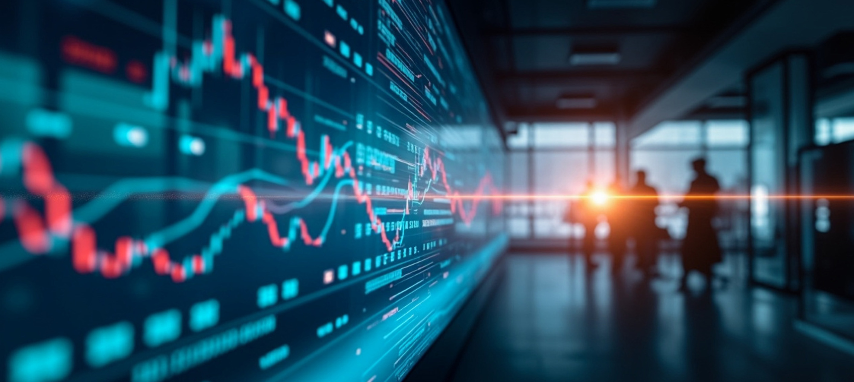 igital financial market with glowing graphs and chart