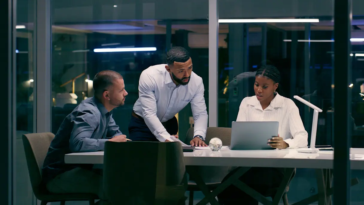 Coworkers meeting at a conference table
