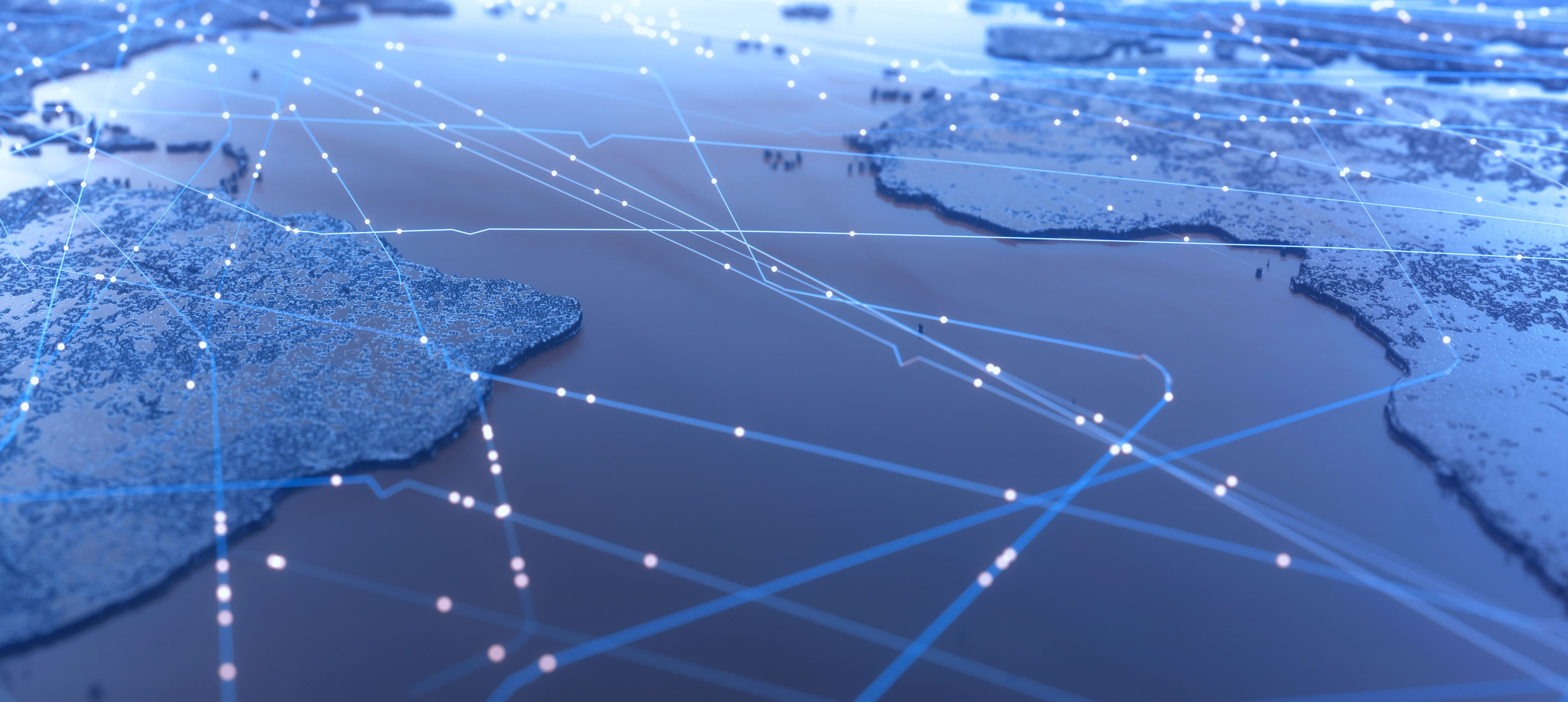 Global cloud network connections over world map