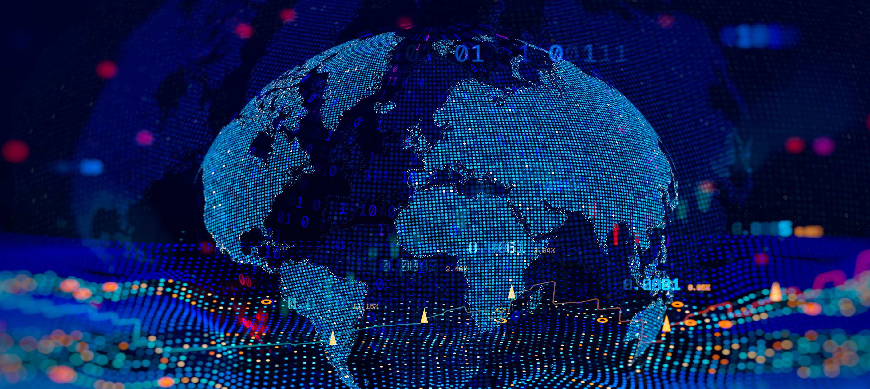 Digital globe with global data visualization