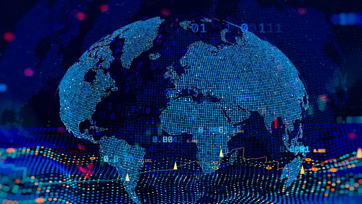Digital globe with global data visualization