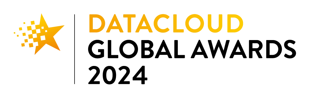 Orange pixelated star icon followed by bold orange text reading 'DATACLOUD' on a black background.