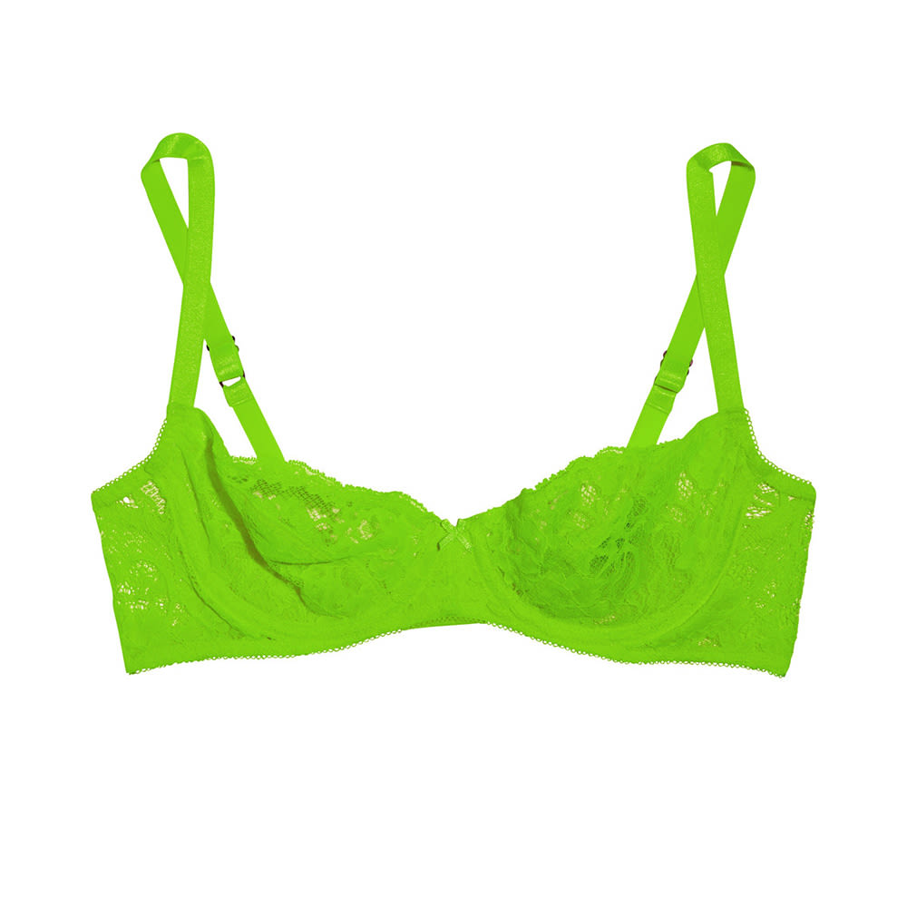 Neon Lime Striped Lace Bralette