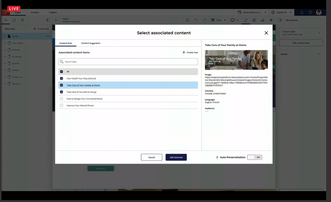 Sitecore Auto Personalization Multi select content items