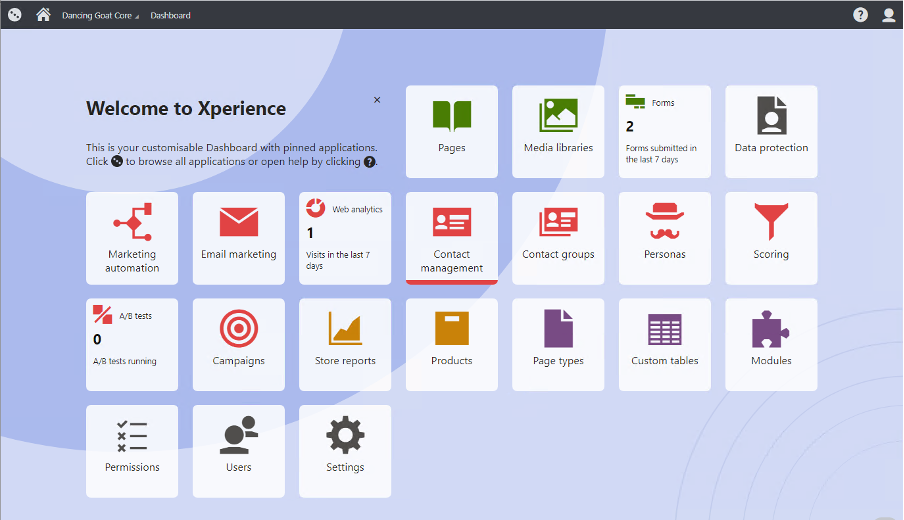 Kentico connections Xperience interface 