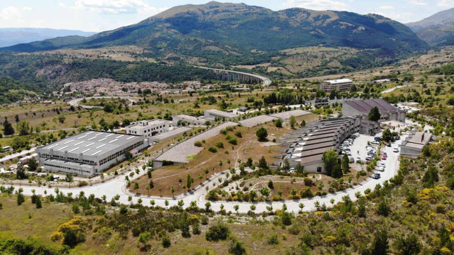 The Gran Sasso laboratory in Italy, one of the places where the search for relic neutrinos will be performed. Drone image made by Auke Pieter Colijn.