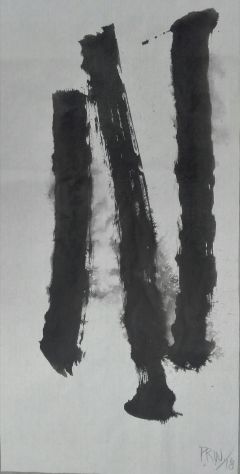 Three Lines with big Brush in Chinese Ink on Rice Paper