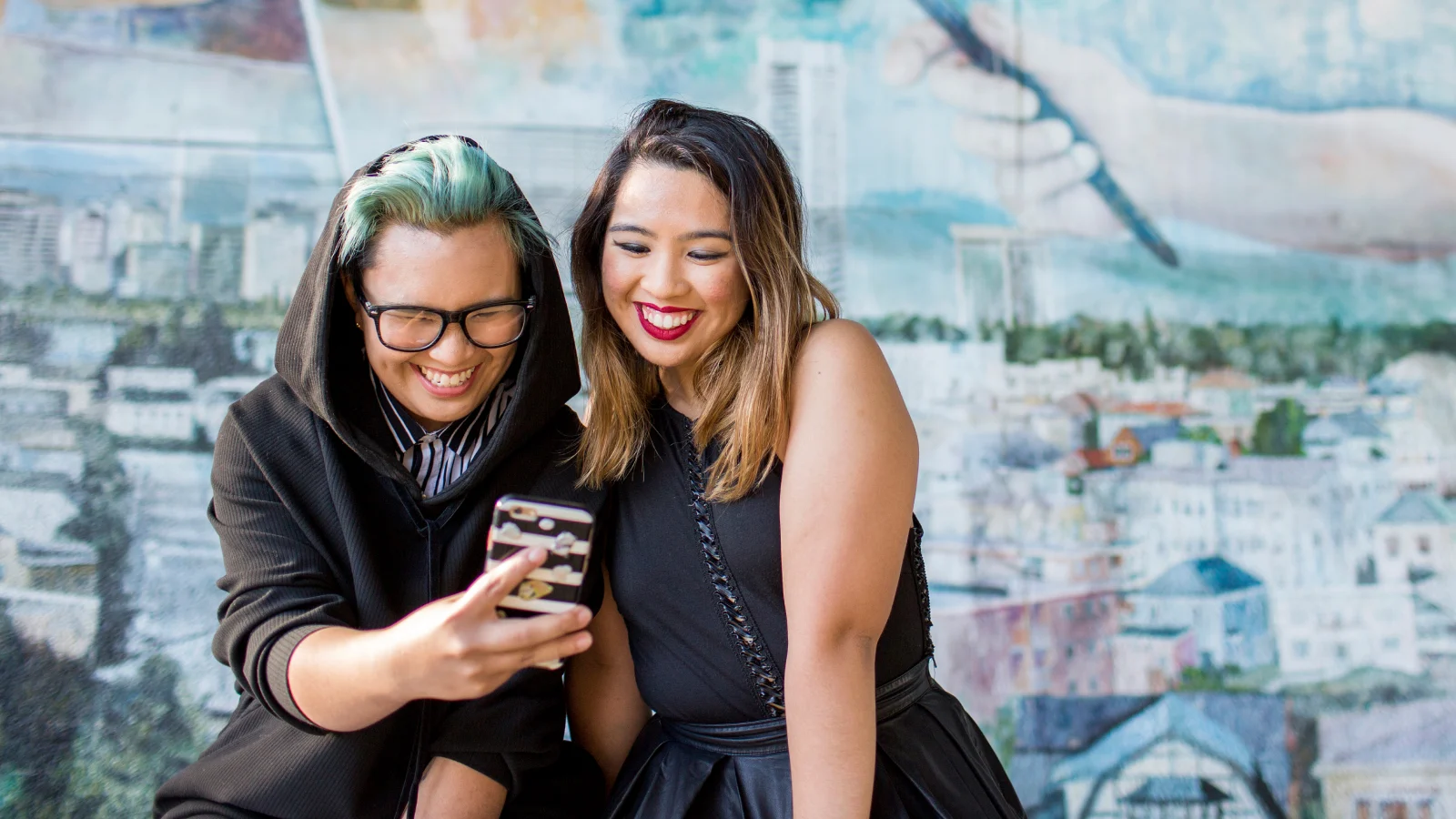 A seamless connection - A woman and her mom taking a selfie