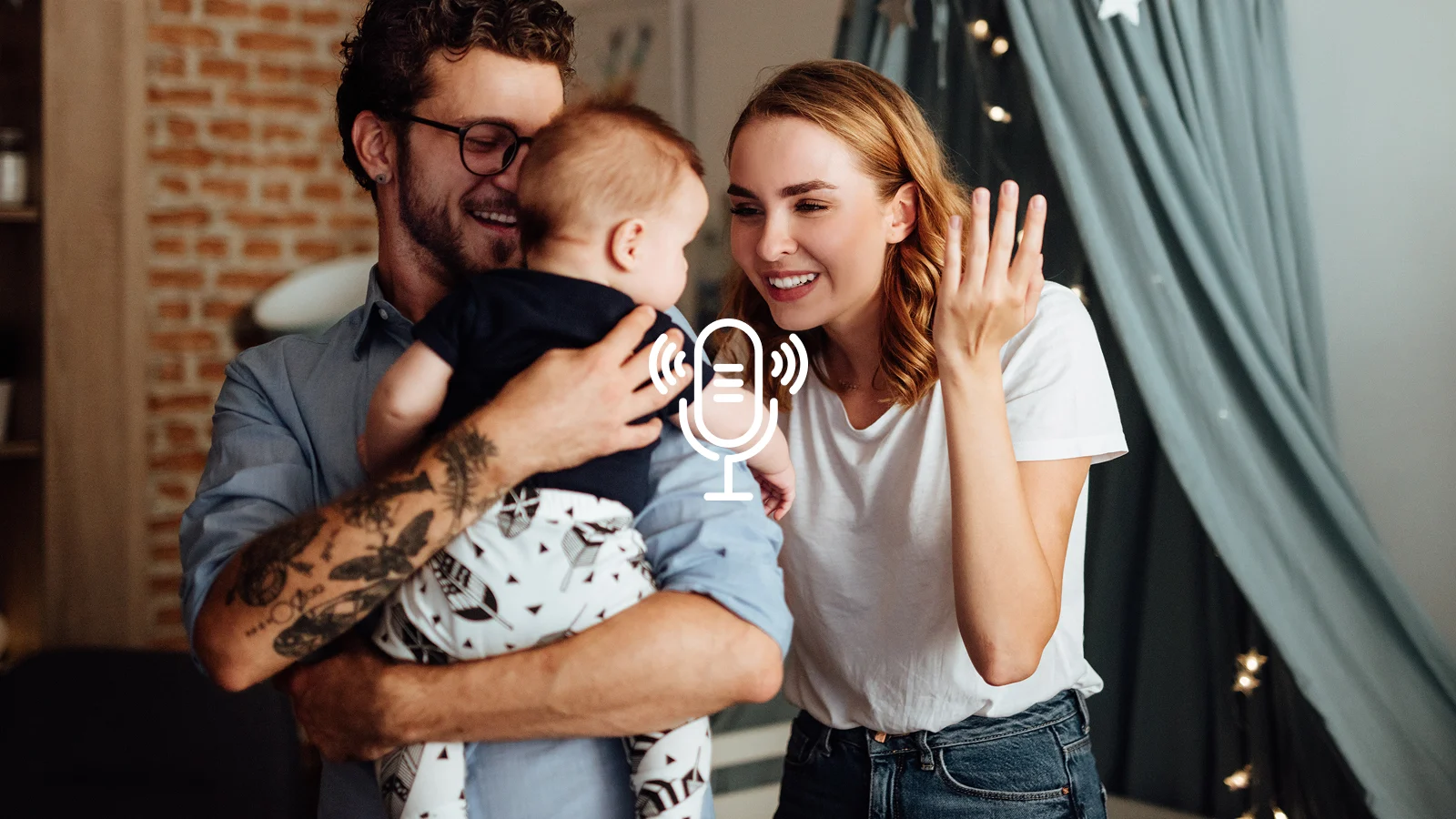 Parents embracing their baby boy