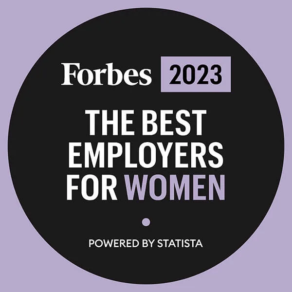 Forbes 2023 - the best employers for women award badge.