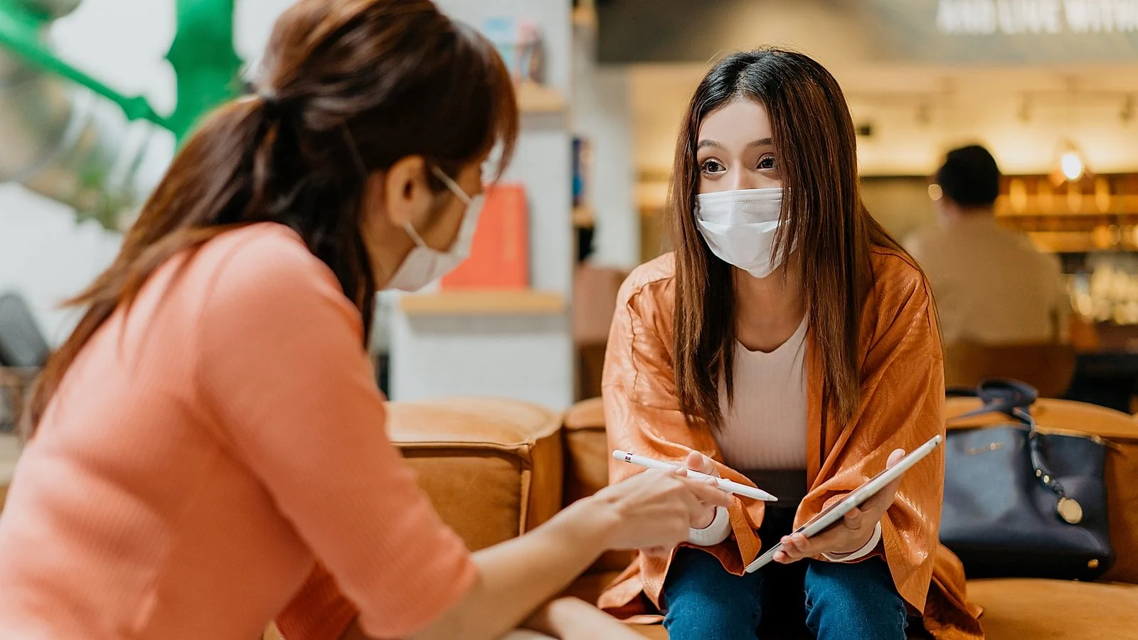 Young patient wearing protective covering